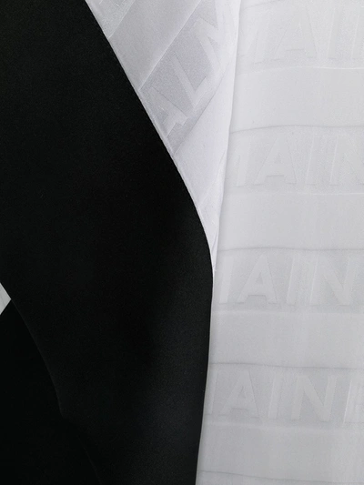 Shop Balmain Logo Print Two-tone Nightdress In White