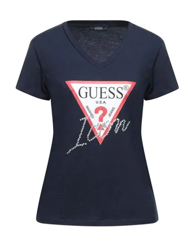 Shop Guess Woman T-shirt Midnight Blue Size Xs Cotton