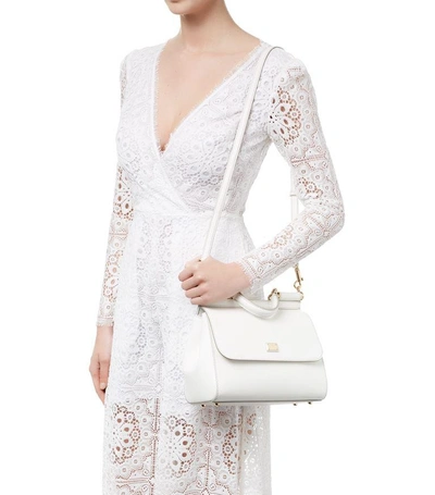 Shop Dolce & Gabbana Medium Sicily Top Handle Bag In White