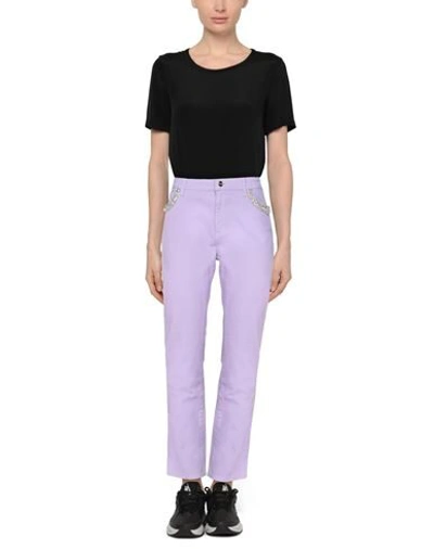 Shop Blugirl Blumarine Woman Pants Purple Size 6 Cotton, Elastane, Polyamide, Pvc - Polyvinyl Chloride, G
