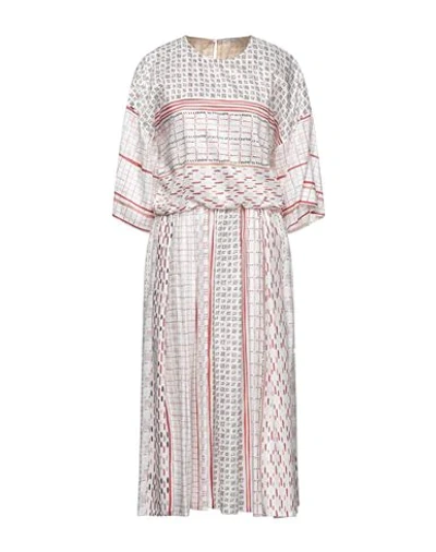 Shop Agnona Woman Midi Dress White Size 6 Viscose, Silk