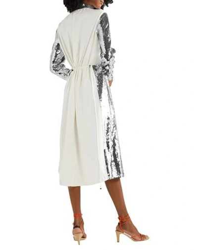 Shop Tibi Woman Midi Dress Silver Size Xs Cotton, Polyester, Viscose, Elastane