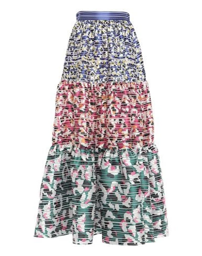 Shop Mary Katrantzou Woman Maxi Skirt Fuchsia Size 4 Polyester, Silk In Pink