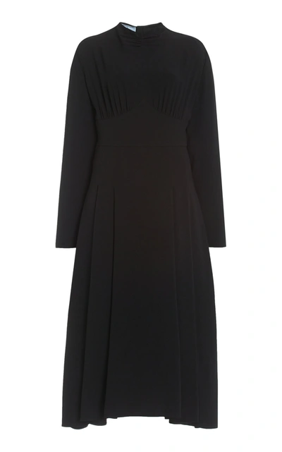 Shop Prada Satin Sable Midi Dress In Black