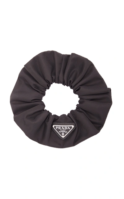 Shop Prada Logo-detailed Nylon Hair Scrunchie In Black