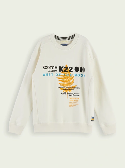 Shop Scotch & Soda Embroidered Long Sleeve Cotton Sweatshirt In White