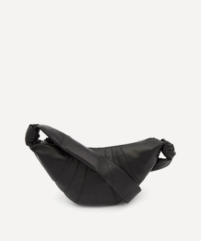 Shop Lemaire Small Leather Croissant Shoulder Bag In Black