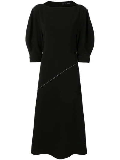 Shop Proenza Schouler Contrast Stitching Detail Midi Dress In Black