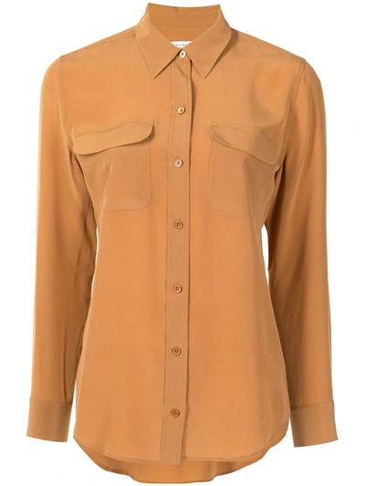 Shop Equipment Silk Button-down Shirt In Brown