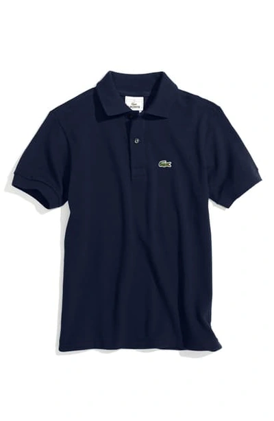 Shop Lacoste Short Sleeve Pique Polo In Navy Blue
