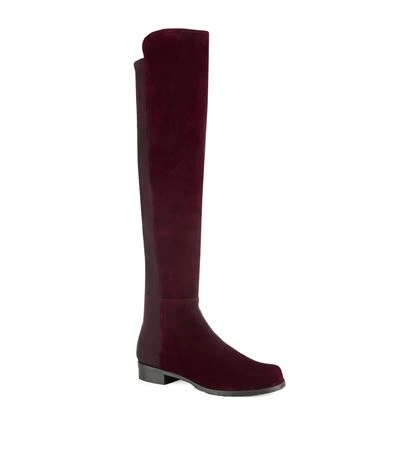 Shop Stuart Weitzman 5050 Suede Over-the-knee Boot In Wine