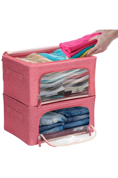 Sorbus 2pc Storage Box With Window In Pink