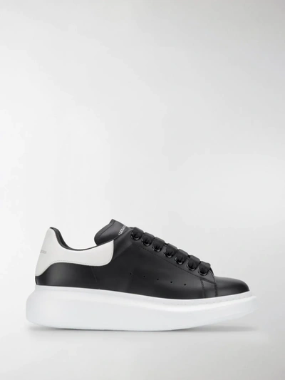 Shop Alexander Mcqueen Oversized Leather Sneakers In Black