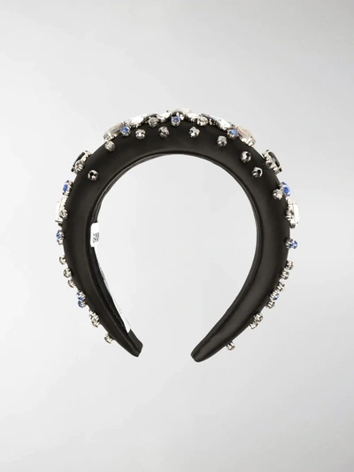 Shop Ganni Gem-embellished Headband In Black