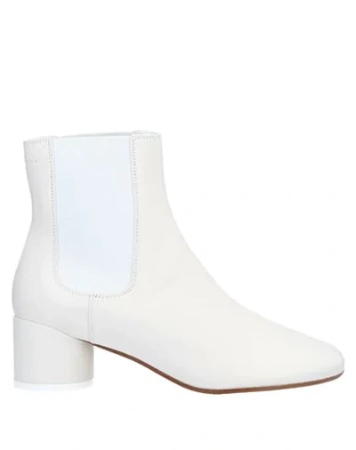 Shop Mm6 Maison Margiela Woman Ankle Boots White Size 5 Soft Leather, Elastic Fibres