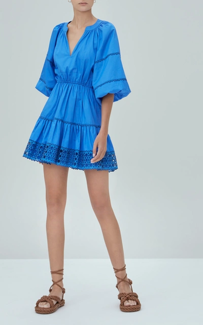 Shop Alexis Women's Daksha Cotton Mini Dress In Blue,white