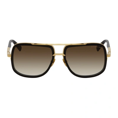 Shop Dita Black & Gold Mach-one Sunglasses In Blackgh18k