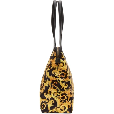 Shop Versace Jeans Couture Black Baroque Shopping Tote In Em27 899+901