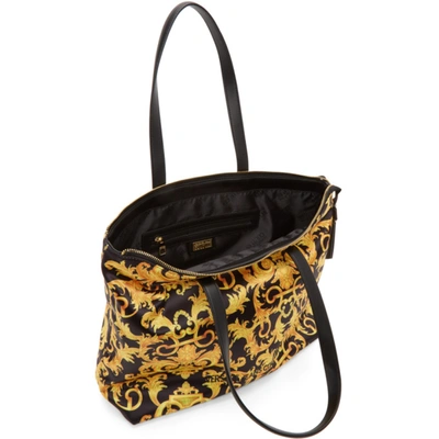 Shop Versace Jeans Couture Black Baroque Shopping Tote In Em27 899+901