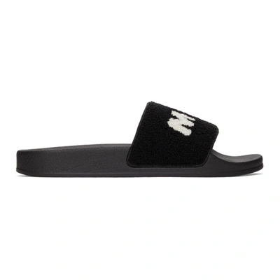 Shop Marni Black & White Terrycloth Sandals In Zl754 Black