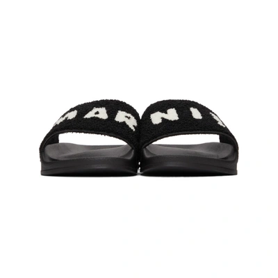 Shop Marni Black & White Terrycloth Sandals In Zl754 Black