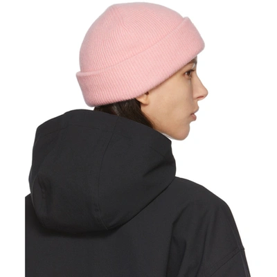 Shop Acne Studios Ssense Exclusive Pink Wool Patch Beanie In Blush Pink