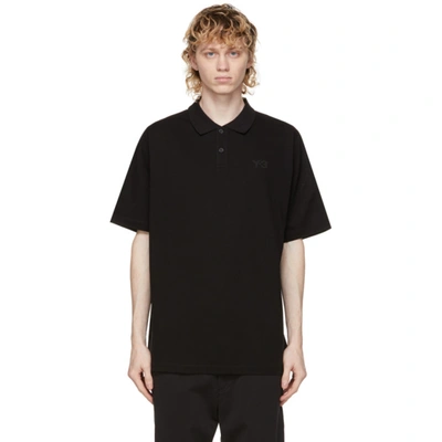 Y-3 Logo Cotton Polo Shirt In Black | ModeSens