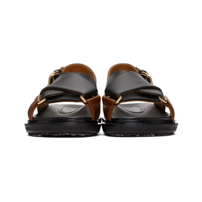 Shop Marni Black & Brown Criss-cross Fussbett Sandals In Zi950 Blk M