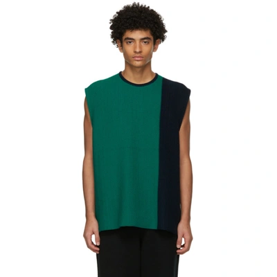 Shop Issey Miyake Green Combi Knit Tank Top In 67-green Co