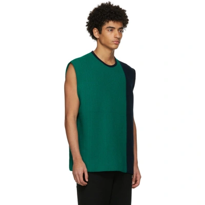 Shop Issey Miyake Green Combi Knit Tank Top In 67-green Co