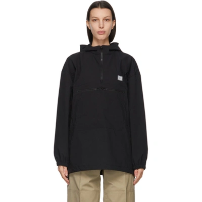 Shop Acne Studios Black Hooded Anorak Jacket In 900 Black