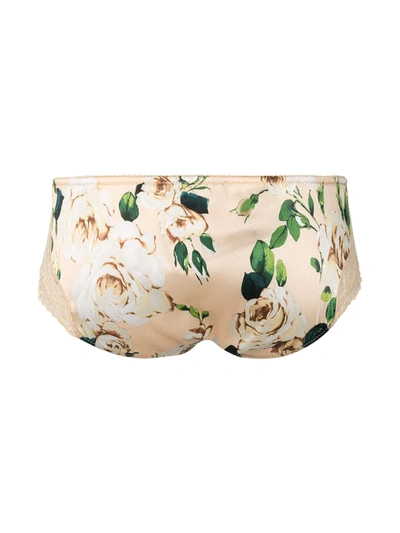 Dolce & Gabbana Floral-print Side-lace Briefs In Brown