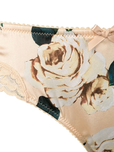 Dolce & Gabbana Floral-print Side-lace Briefs In Brown