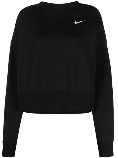 Shop Nike Sportswear Essential Fleece Sweatshirt In Black