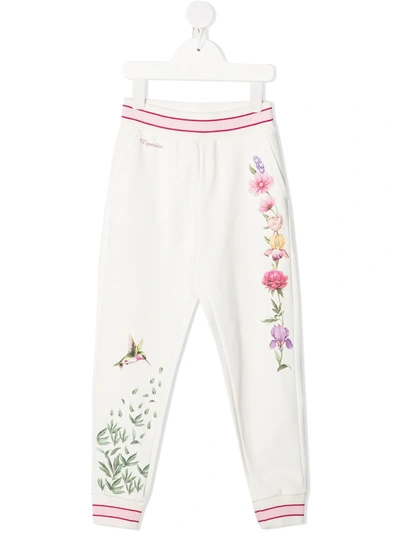 Shop Monnalisa Teen Floral Track Pants In White