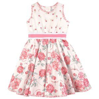 Shop Monnalisa Cream Popeline Rose Print Dress