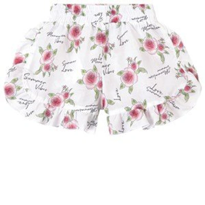 Shop Monnalisa White Rose Mussola Shorts