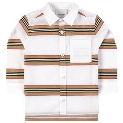 Shop Burberry White Icon Stripe Shirt