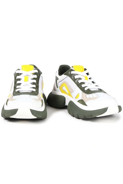 Shop Maje Color-block Leather, Suede And Mesh Sneakers In White