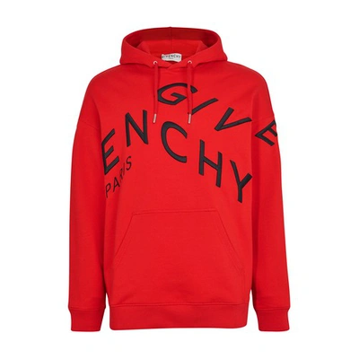 Shop Givenchy Logo Hoodie In Rouge Noir