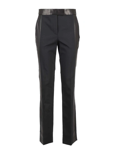 Shop Helmut Lang Wool And Leather Blend Pants In Black