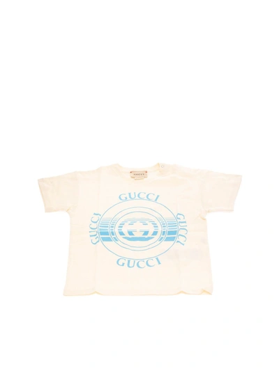Shop Gucci Kids Disco Logo T-shirt In Ivory In White