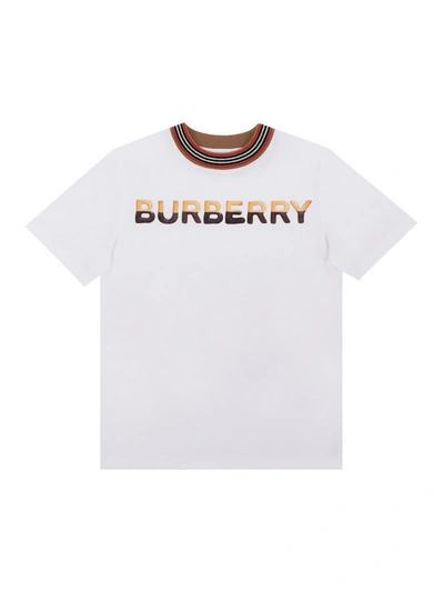 Shop Burberry Logo Embroidery T-shirt In White