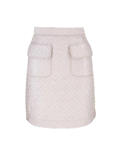 Shop Burberry Quilted Monogram Skirt In Grey