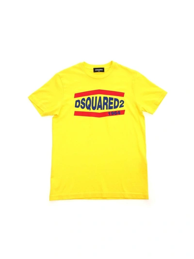 Shop Dsquared2 Contrasting Print T-shirt In Yellow