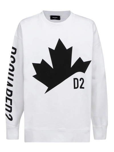 Shop Dsquared2 Printed Cotton Sweatshirt In White