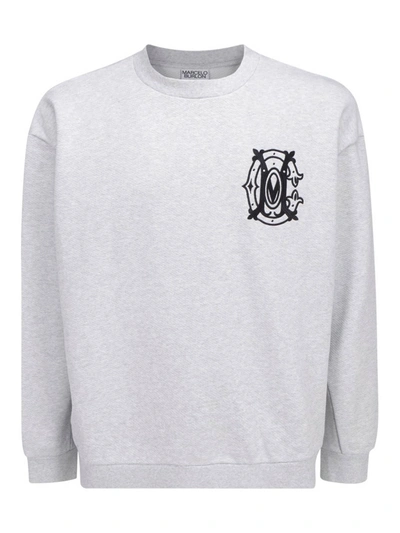Shop Marcelo Burlon County Of Milan Melange Cotton Sweatshirt In Light Grey