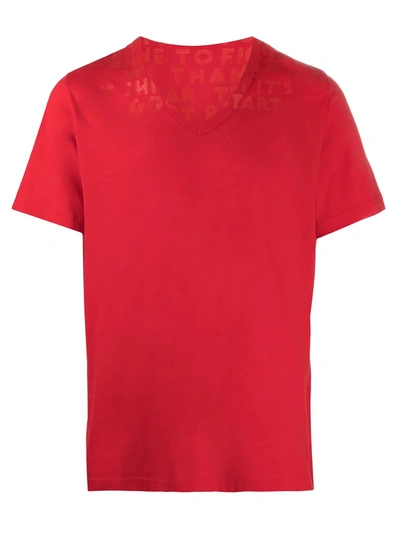 Shop Maison Margiela V Neck Cotton T-shirt In Red