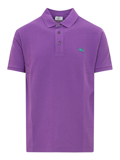 Shop Etro Cotton Polo In Purple