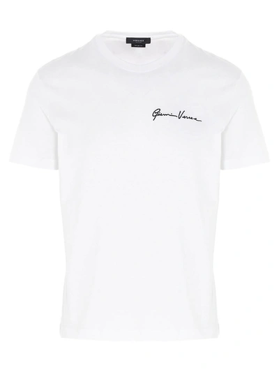 Shop Versace Gv Signature T-shirt In White